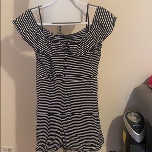 Topshop black and white off the shoulder dress